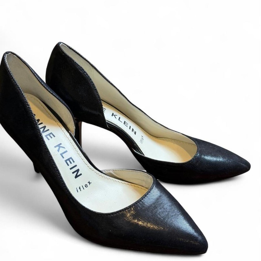 Anne Klein iFlex Black Shimmer d'Orsay Pointed Toe Pumps Heels 6M Office Siren